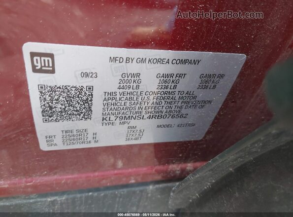 KL79MNSL4RB076562 2024 CHEVROLET TRAILBLAZER Red Vista del compartimento del motor