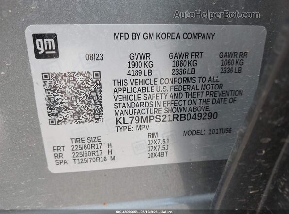KL79MPS21RB049290 2024 CHEVROLET TRAILBLAZER Silver Vista del compartimento del motor
