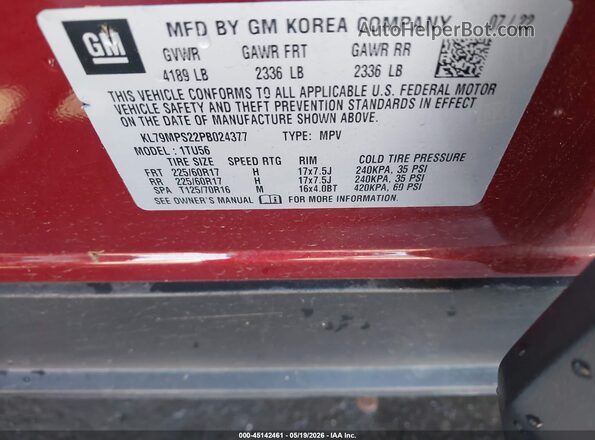 KL79MPS22PB024377 2023 CHEVROLET TRAILBLAZER Burgundy Շարժիչի բաժամունքի տեսք