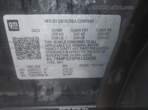 KL79MPS25PB181630 2023 CHEVROLET TRAILBLAZER Black Widok komory silnika