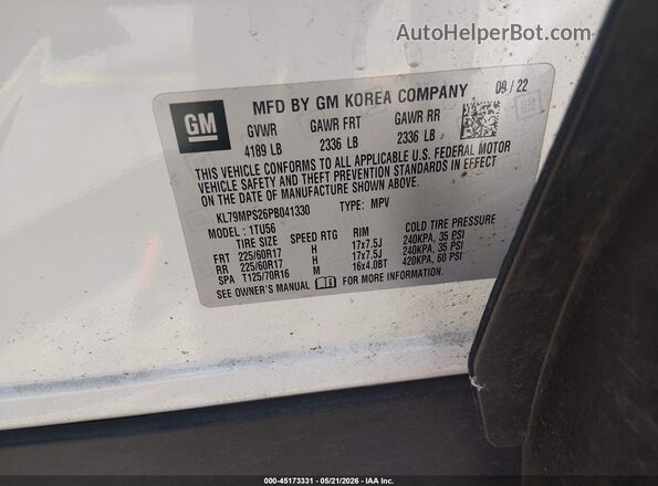 KL79MPS26PB041330 2023 CHEVROLET TRAILBLAZER White Vista del compartimento del motor