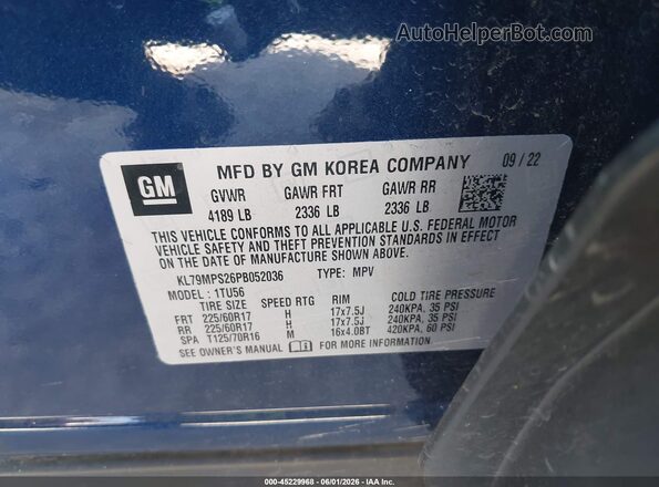 KL79MPS26PB052036 2023 CHEVROLET TRAILBLAZER Blue 