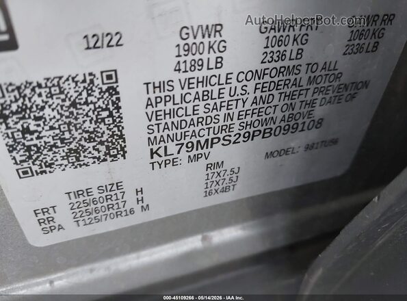 KL79MPS29PB099108 2023 CHEVROLET TRAILBLAZER Gray 