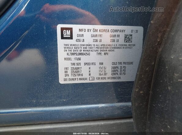 KL79MPSL0MB042543 2021 CHEVROLET TRAILBLAZER Blue 