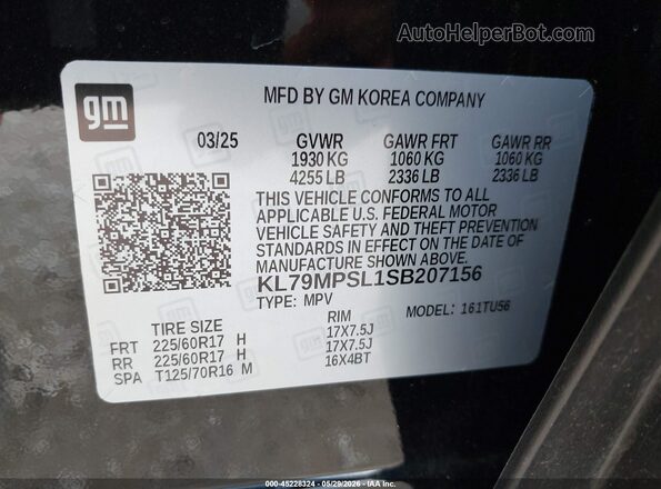 KL79MPSL1SB207156 2025 CHEVROLET TRAILBLAZER Black Widok komory silnika