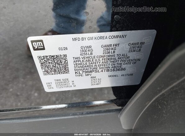 KL79MPSL4TB163686 2026 CHEVROLET TRAILBLAZER Black Շարժիչի բաժամունքի տեսք