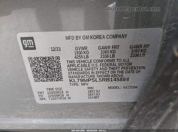 KL79MPSL5RB145884 2024 CHEVROLET TRAILBLAZER Серебряный Вид подкапотного пространства