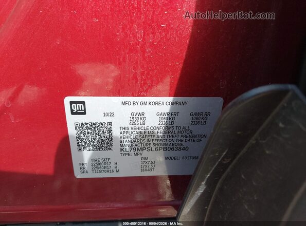 KL79MPSL6PB063840 2023 CHEVROLET TRAILBLAZER Red 