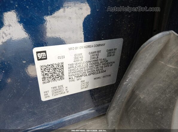 KL79MPSL6PB118304 2023 CHEVROLET TRAILBLAZER Blue ძრავის განყოფილების ხედი
