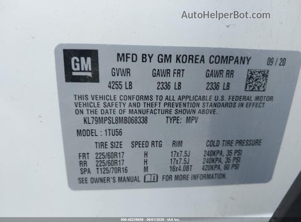KL79MPSL8MB068338 2021 CHEVROLET TRAILBLAZER White ძრავის განყოფილების ხედი