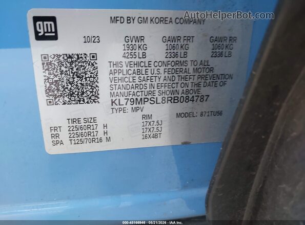 KL79MPSL8RB084787 2024 CHEVROLET TRAILBLAZER Blue Widok komory silnika