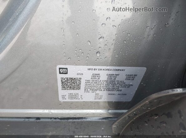 KL79MPSL8TB057368 2026 CHEVROLET TRAILBLAZER Gray Engine compartment view