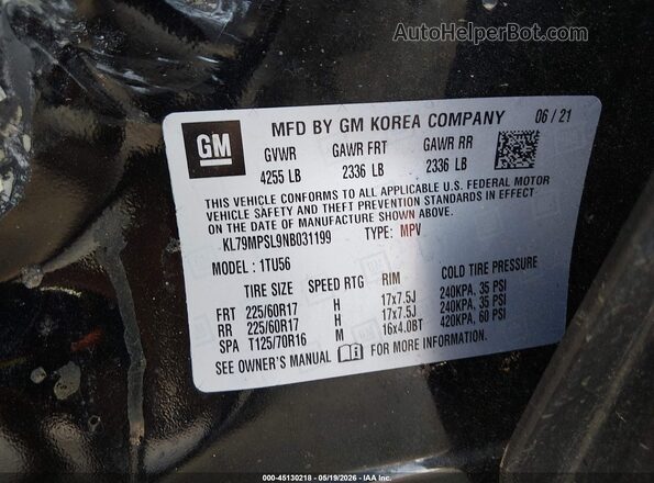 KL79MPSL9NB031199 2022 CHEVROLET TRAILBLAZER Black Շարժիչի բաժամունքի տեսք