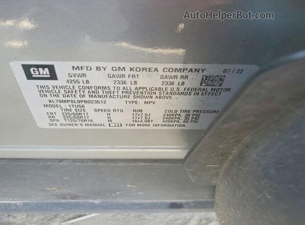 KL79MPSL9PB023512 2023 CHEVROLET TRAILBLAZER Silver 