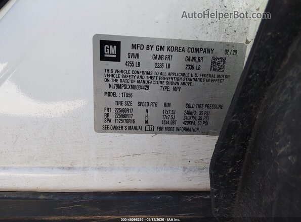 KL79MPSLXMB004429 2021 CHEVROLET TRAILBLAZER White Engine compartment view
