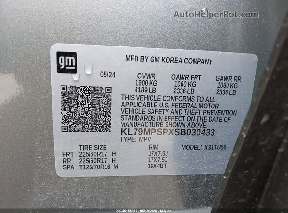 KL79MPSPXSB030433 2025 CHEVROLET TRAILBLAZER Gray Vista del compartimento del motor
