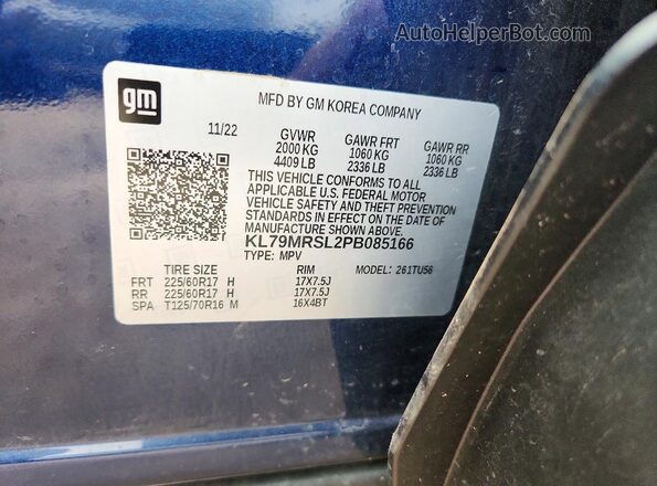 KL79MRSL2PB085166 2023 CHEVROLET TRAILBLAZER Blue 