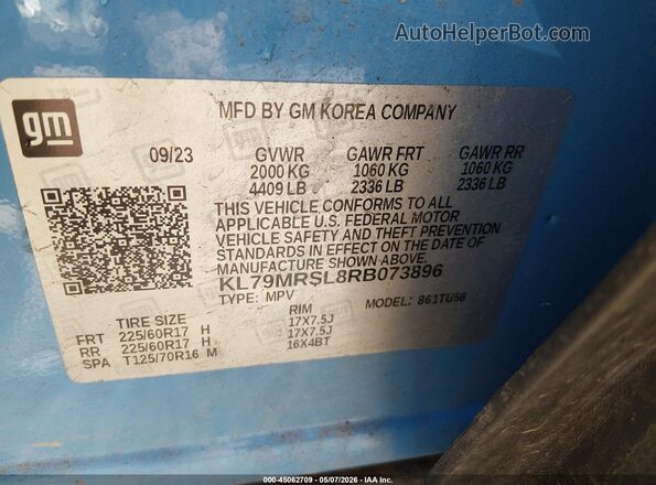 KL79MRSL8RB073896 2024 CHEVROLET TRAILBLAZER Blue ძრავის განყოფილების ხედი