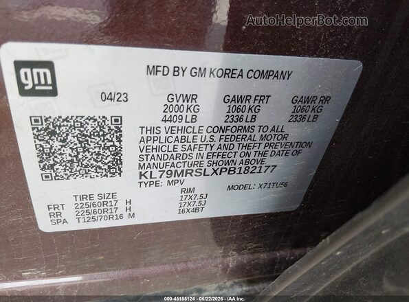 KL79MRSLXPB182177 2023 CHEVROLET TRAILBLAZER Dark Brown 