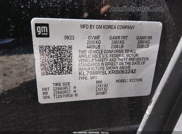 KL79MRSLXRB063242 2024 CHEVROLET TRAILBLAZER Black Вид підкапотного простору