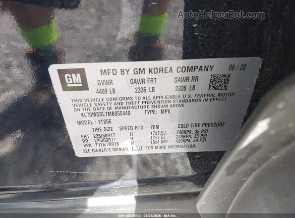 KL79MSSL7MB055440 2021 CHEVROLET TRAILBLAZER Blue Engine compartment view