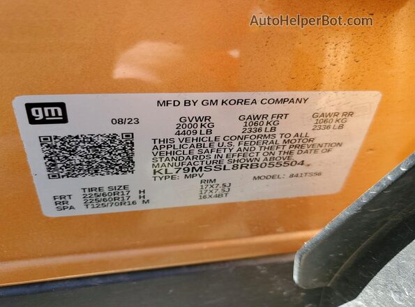 KL79MSSL8RB055504 2024 CHEVROLET TRAILBLAZER Orange სალონის 360-გრადუსიანი ხედი