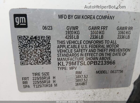 KL79MTSL0PB213966 2023 CHEVROLET TRAILBLAZER White Вид підкапотного простору