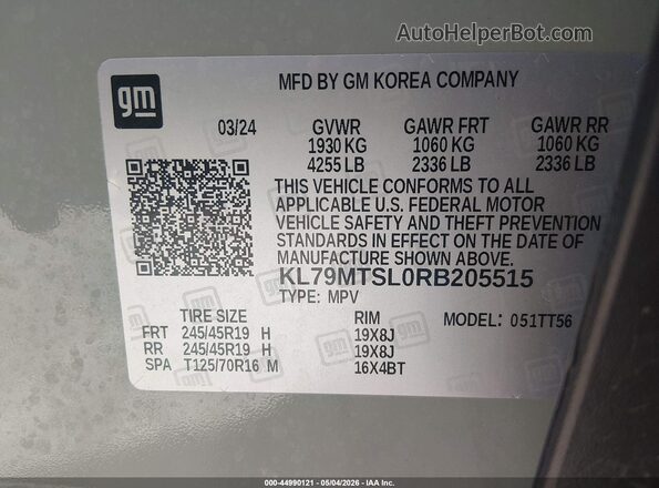 KL79MTSL0RB205515 2024 CHEVROLET TRAILBLAZER Green Вид підкапотного простору