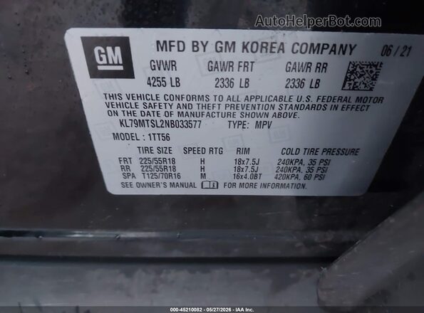 KL79MTSL2NB033577 2022 CHEVROLET TRAILBLAZER Black Rear seats view