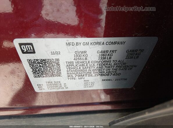 KL79MTSL2PB087450 2023 CHEVROLET TRAILBLAZER Red Вид підкапотного простору