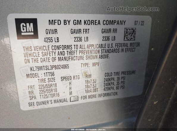 KL79MTSL3PB024065 2023 CHEVROLET TRAILBLAZER Light Blue Շարժիչի բաժամունքի տեսք