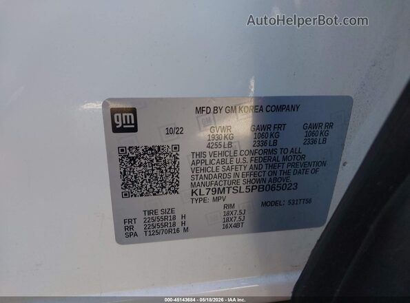 KL79MTSL5PB065023 2023 CHEVROLET TRAILBLAZER White ძრავის განყოფილების ხედი