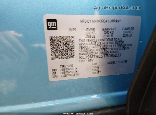 KL79MTSL5TB095231 2026 CHEVROLET TRAILBLAZER Blue ძრავის განყოფილების ხედი