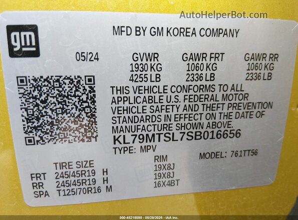 KL79MTSL7SB016656 2025 CHEVROLET TRAILBLAZER Yellow 