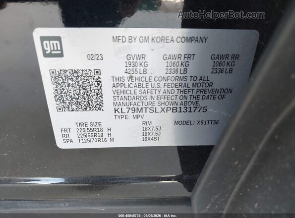 KL79MTSLXPB131775 2023 CHEVROLET TRAILBLAZER Черный Вид подкапотного пространства