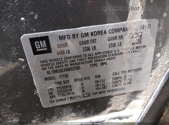 KL79MUSL0NB052585 2022 CHEVROLET TRAILBLAZER Silver ძრავის განყოფილების ხედი