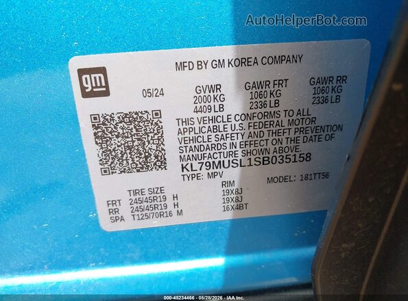 KL79MUSL1SB035158 2025 CHEVROLET TRAILBLAZER Light Blue 