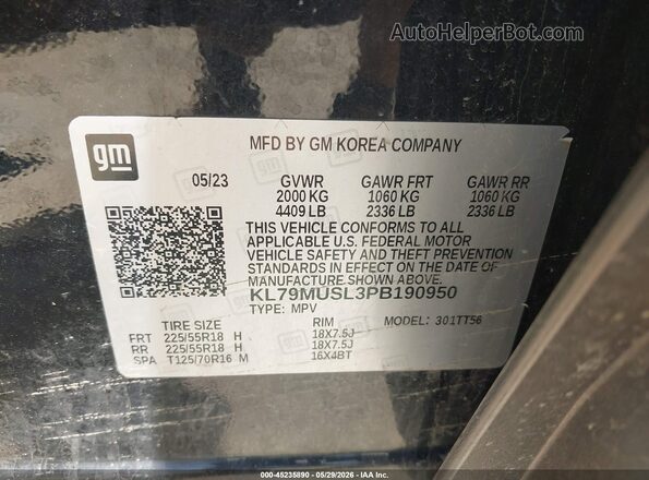 KL79MUSL3PB190950 2023 CHEVROLET TRAILBLAZER Black Engine compartment view