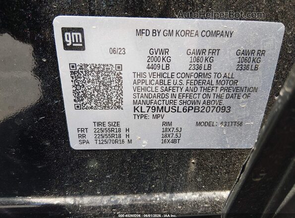 KL79MUSL6PB207093 2023 CHEVROLET TRAILBLAZER Black Вид підкапотного простору
