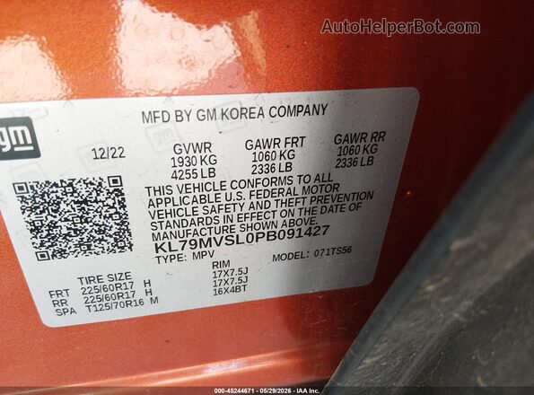 KL79MVSL0PB091427 2023 CHEVROLET TRAILBLAZER Оранжевый Вид подкапотного пространства