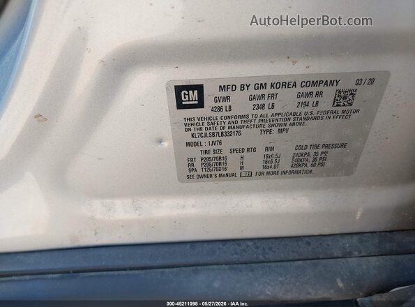 KL7CJLSB7LB332176 2020 CHEVROLET TRAX Silver Widok komory silnika