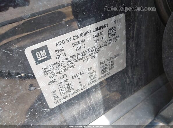 KL7CJPSB7KB775160 2019 CHEVROLET TRAX Black Вид підкапотного простору
