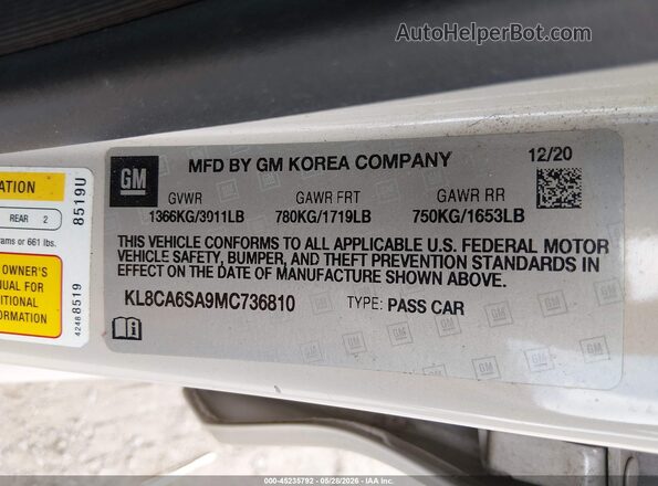 KL8CA6SA9MC736810 2021 CHEVROLET SPARK Beige Շարժիչի բաժամունքի տեսք
