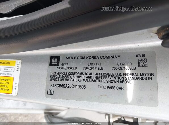 KL8CB6SA2LC410598 2020 CHEVROLET SPARK Silver Widok komory silnika