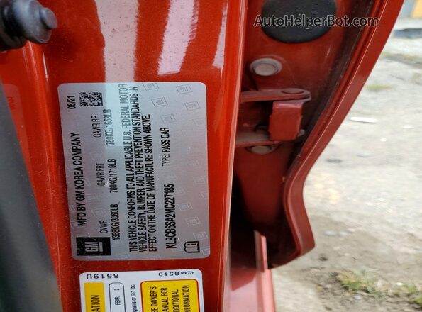 KL8CB6SA2MC227185 2021 CHEVROLET SPARK Burgundy Widok naklejki z numerem VIN