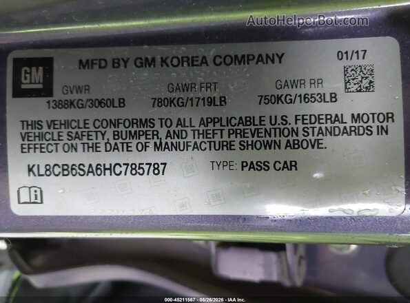 KL8CB6SA6HC785787 2017 CHEVROLET SPARK Purple Engine compartment view