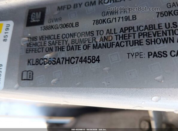 KL8CB6SA7HC744584 2017 CHEVROLET SPARK Silver 