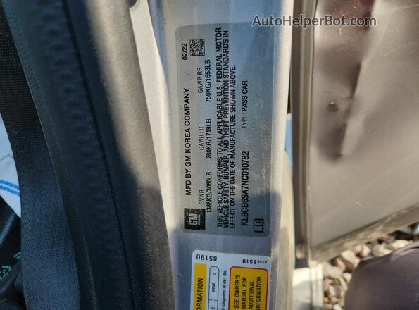 KL8CB6SA7NC010782 2022 CHEVROLET SPARK Серебряный Вид наклейки с VIN-кодом
