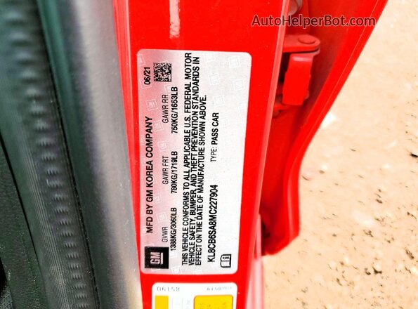 KL8CB6SA8MC227904 2021 CHEVROLET SPARK Red 