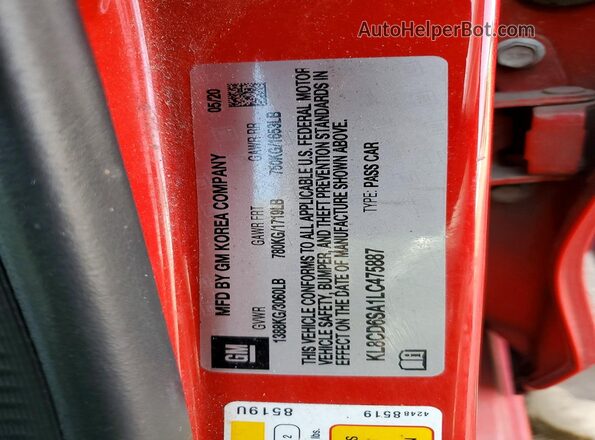 KL8CD6SA1LC475887 2020 CHEVROLET SPARK Red 